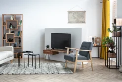 Miliboo Bibliothèque Et Étagère|Bibliothèque Et Étagère-Support de plantes en bois massif et métal noir L43 cm PIANO