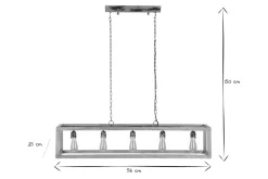 Miliboo Suspension|Suspension-Suspension avec chaînes métalliques et cadre en bois manguier massif 5 ampoules L125 cm BOSCO