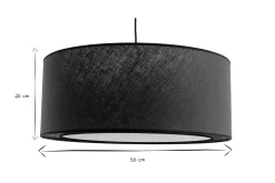 Miliboo Suspension|Suspension-Suspension cylindrique en lin bleu paon et rabane naturelle D50 cm TRAVES