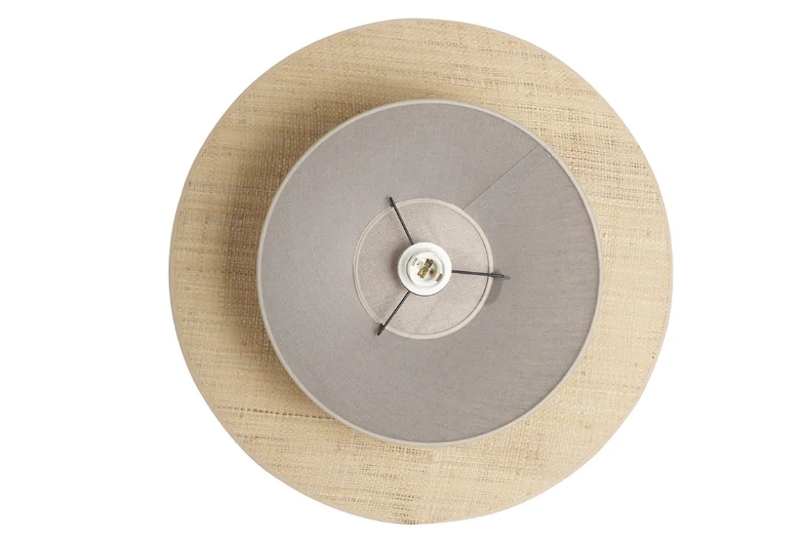 Miliboo Suspension|Suspension-Suspension en lin beige et rabane naturelle L55 cm AZAMI