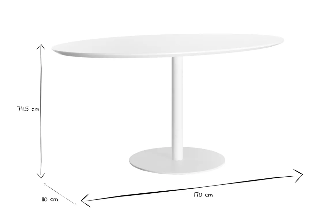 Miliboo Table À Manger Fixe-Table à manger design blanche ovale L170 cm HALIA