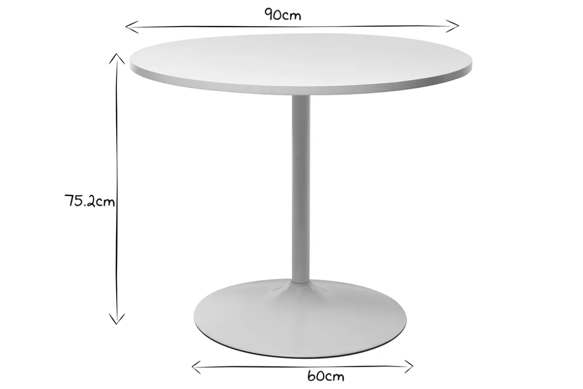 Miliboo Table À Manger Fixe-Table à manger design blanc ronde D90 cm CALISTA