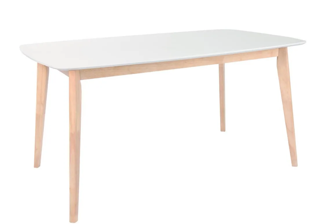 Miliboo Table À Manger Fixe-Table à manger design blanc et bois clair L120 cm LEENA