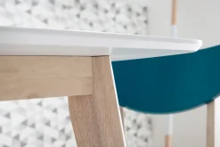 Miliboo Table À Manger Fixe-Table à manger design blanc et bois clair L120 cm LEENA
