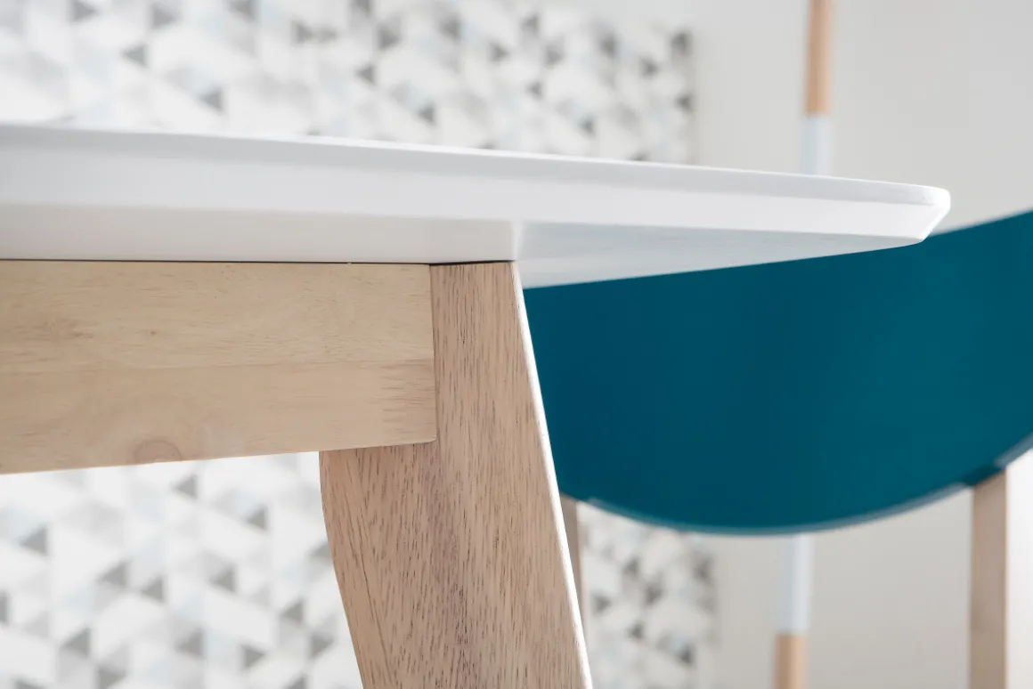 Miliboo Table À Manger Fixe-Table à manger design blanc et bois clair L120 cm LEENA