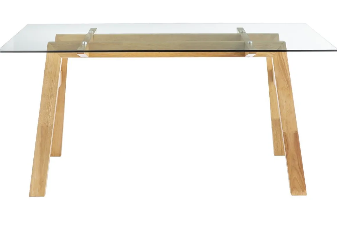 Miliboo Table À Manger Fixe-Table à manger design en verre transparent et bois clair L160 cm BACCO
