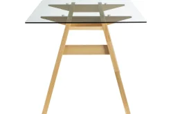 Miliboo Table À Manger Fixe-Table à manger design en verre transparent et bois clair L160 cm BACCO