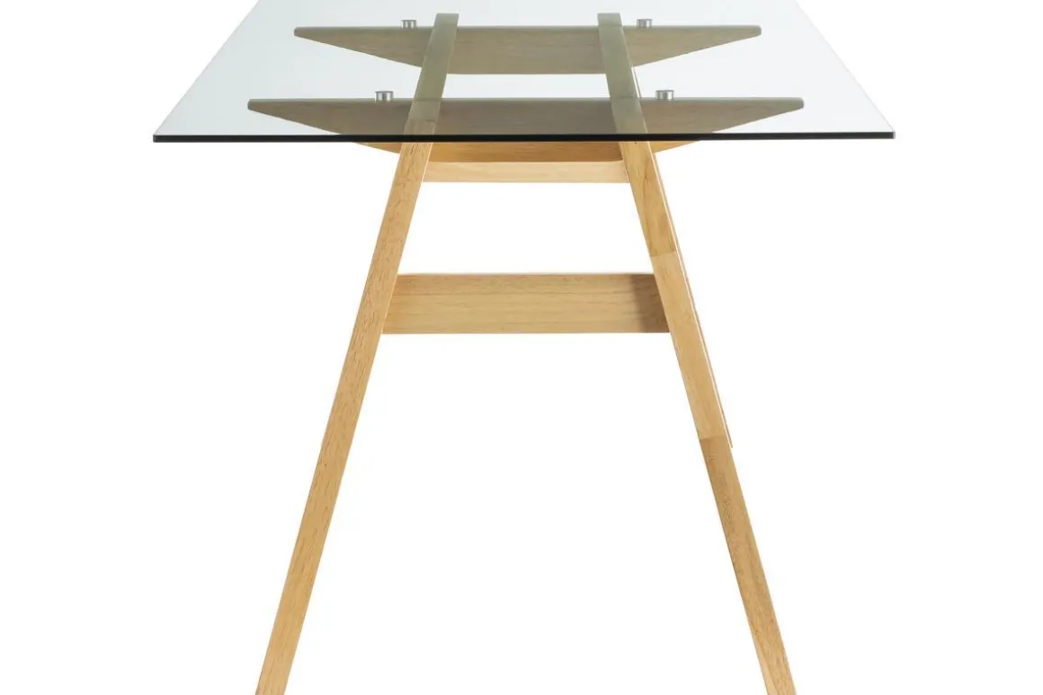 Miliboo Table À Manger Fixe-Table à manger design en verre transparent et bois clair L160 cm BACCO