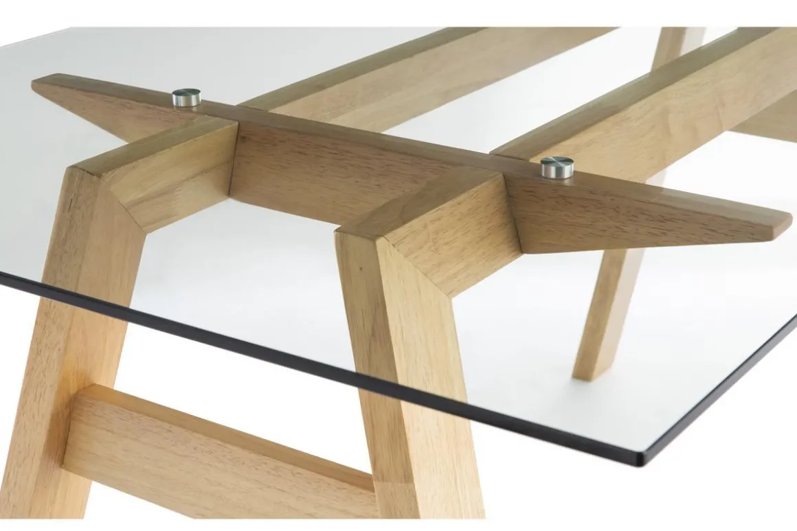 Miliboo Table À Manger Fixe-Table à manger design en verre transparent et bois clair L160 cm BACCO