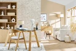 Miliboo Table À Manger Fixe-Table à manger design en verre transparent et bois clair L160 cm BACCO