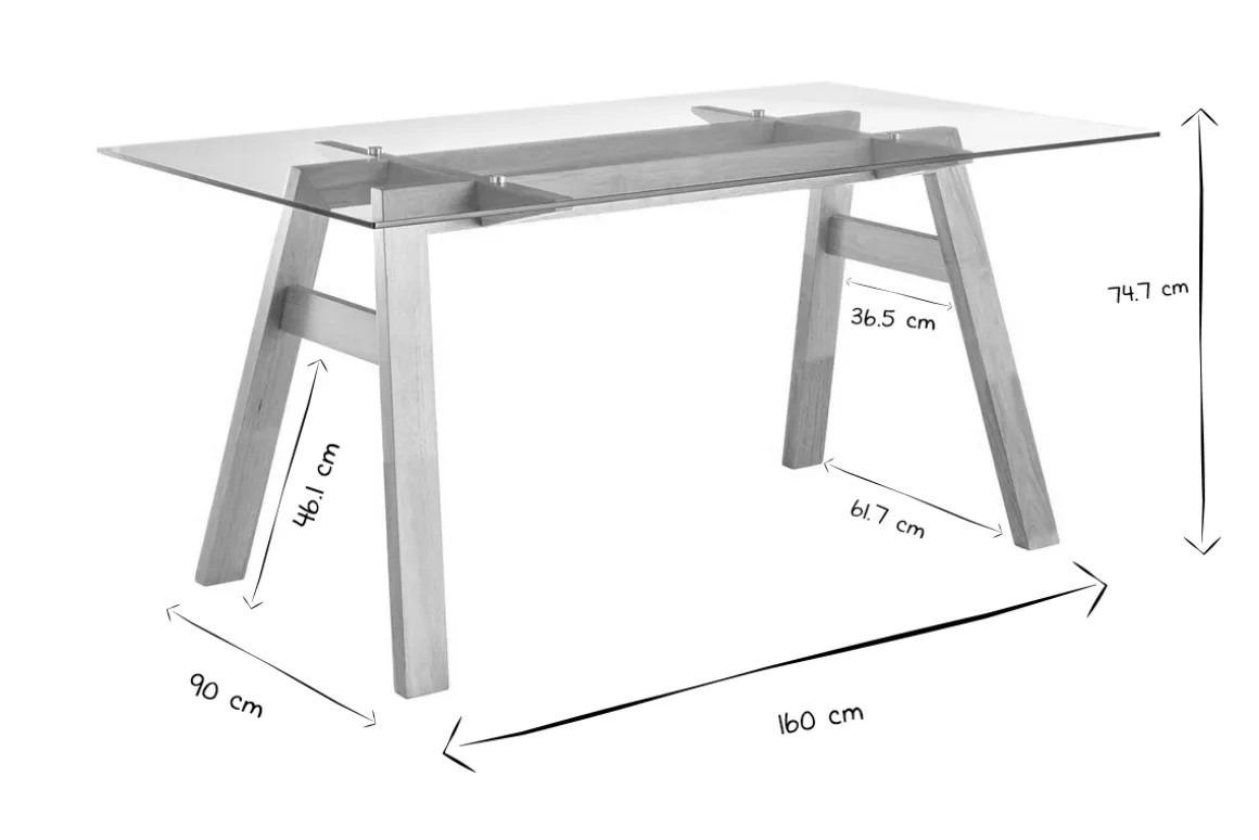 Miliboo Table À Manger Fixe-Table à manger design en verre transparent et bois clair L160 cm BACCO