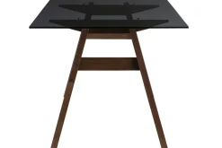 Miliboo Table À Manger Fixe-Table à manger design en verre fumé noir et bois foncé L160 cm BACCO