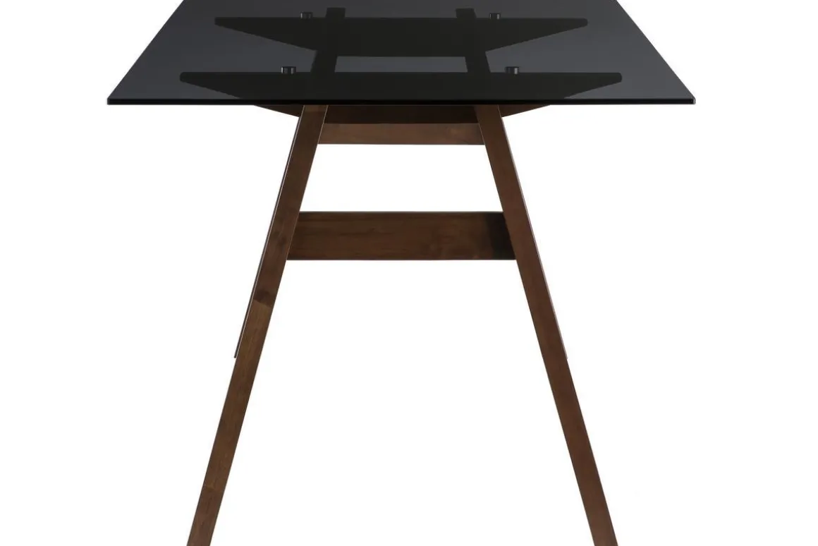 Miliboo Table À Manger Fixe-Table à manger design en verre fumé noir et bois foncé L160 cm BACCO