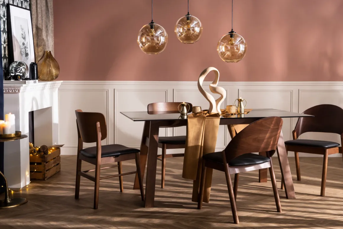 Miliboo Table À Manger Fixe-Table à manger design en verre fumé noir et bois foncé L160 cm BACCO