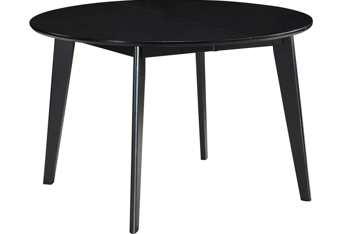 Miliboo Table Extensible-Table à manger design extensible ronde noire L120-150 cm LEENA