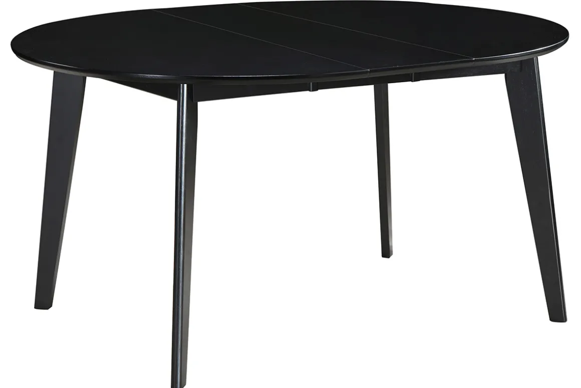 Miliboo Table Extensible-Table à manger design extensible ronde noire L120-150 cm LEENA