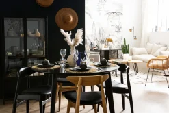 Miliboo Table Extensible-Table à manger design extensible ronde noire L120-150 cm LEENA