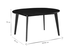 Miliboo Table Extensible-Table à manger design extensible ronde noire L120-150 cm LEENA