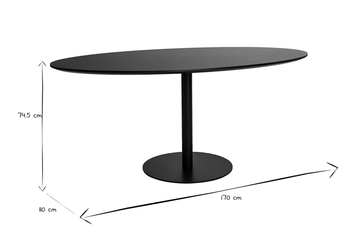 Miliboo Table À Manger Fixe-Table à manger design noire ovale L170 cm HALIA