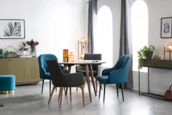 Miliboo Table À Manger Fixe-Table à manger design ronde noyer D120 cm LIVIA