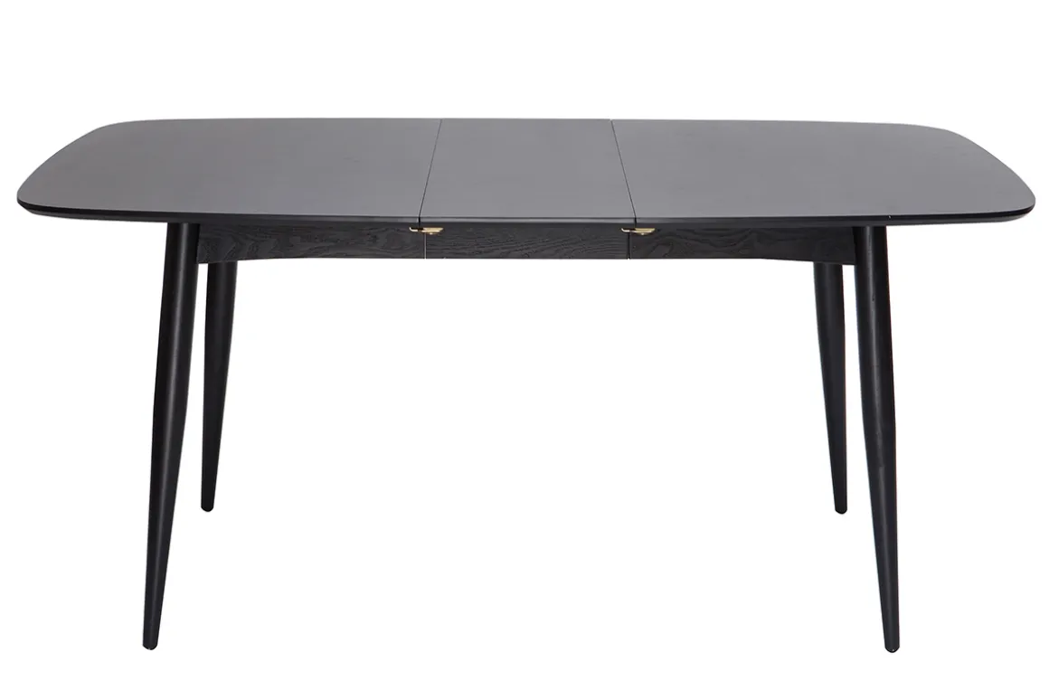 Miliboo Table Extensible-Table à manger extensible rectangulaire en bois noir L130-160 cm NORDECO