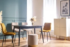 Miliboo Table Extensible-Table à manger extensible rectangulaire en bois noir L130-160 cm NORDECO