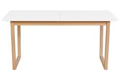 Miliboo Table Extensible-Table à manger extensible rectangulaire rallonges intégrées finition blanc et bois clair chêne massif L160-240 cm LAHO