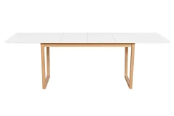 Miliboo Table Extensible-Table à manger extensible rectangulaire rallonges intégrées finition blanc et bois clair chêne massif L160-240 cm LAHO