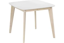 Miliboo Table Extensible-Table à manger extensible scandinave carrée blanche et bois L90-130 cm LEENA