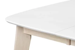 Miliboo Table Extensible-Table à manger extensible scandinave carrée blanche et bois L90-130 cm LEENA
