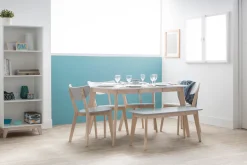 Miliboo Table Extensible-Table à manger extensible scandinave carrée blanche et bois L90-130 cm LEENA