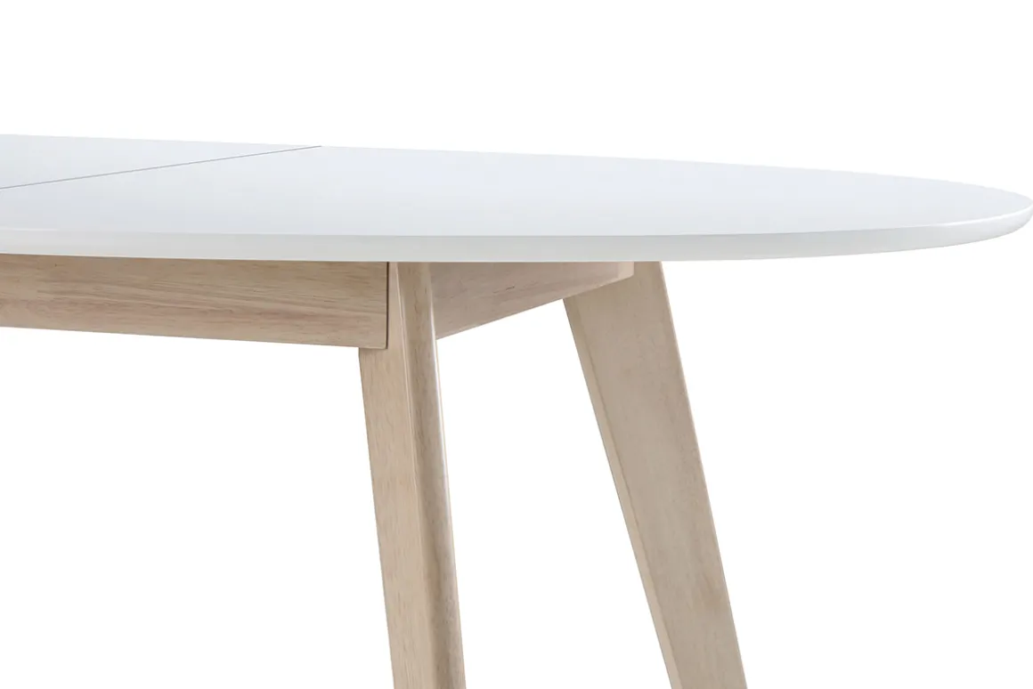Miliboo Table Extensible-Table à manger extensible ovale blanche et bois clair L150-200 cm LEENA