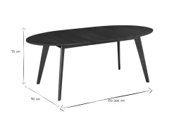 Miliboo Table Extensible-Table à manger extensible ovale en bois foncé L150-200 MARIK