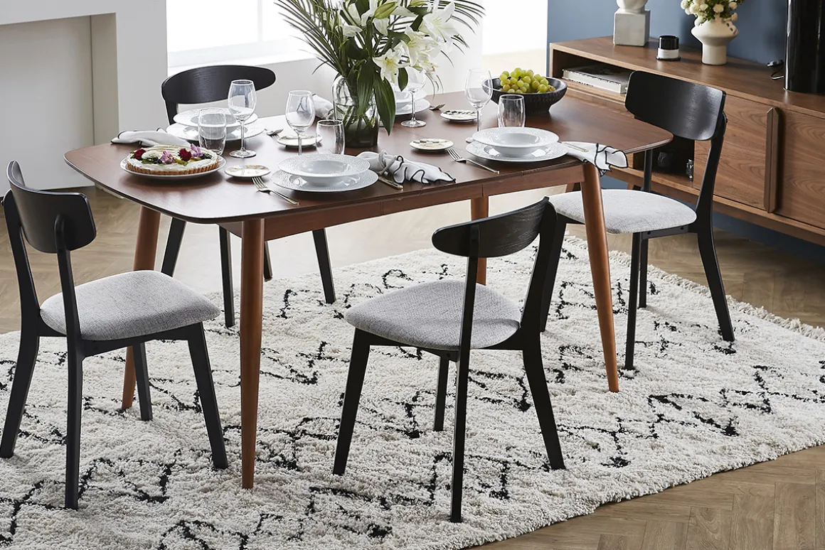 Miliboo Table Extensible-Table à manger extensible rectangulaire en bois foncé L130-160 cm NORDECO