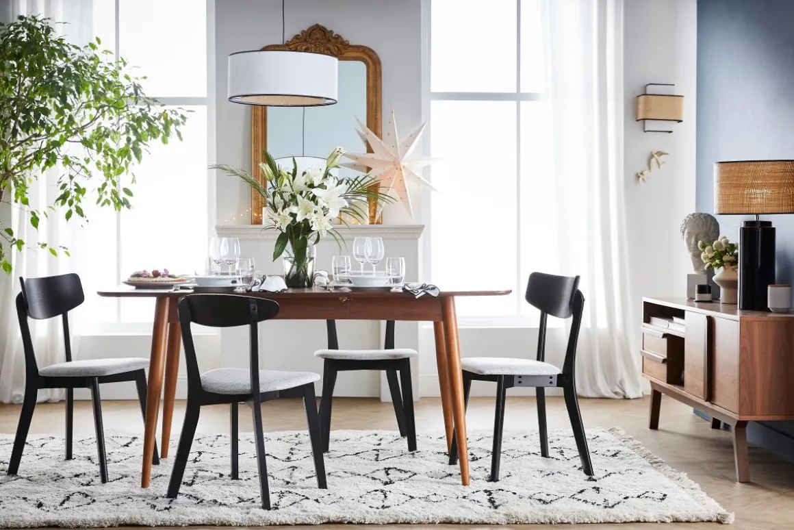 Miliboo Table Extensible-Table à manger extensible rectangulaire en bois foncé L130-160 cm NORDECO