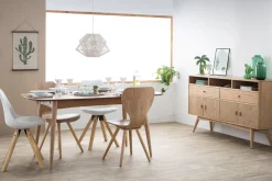 Miliboo Table Extensible-Table à manger extensible rectangulaire en bois clair L130-160 cm NORDECO