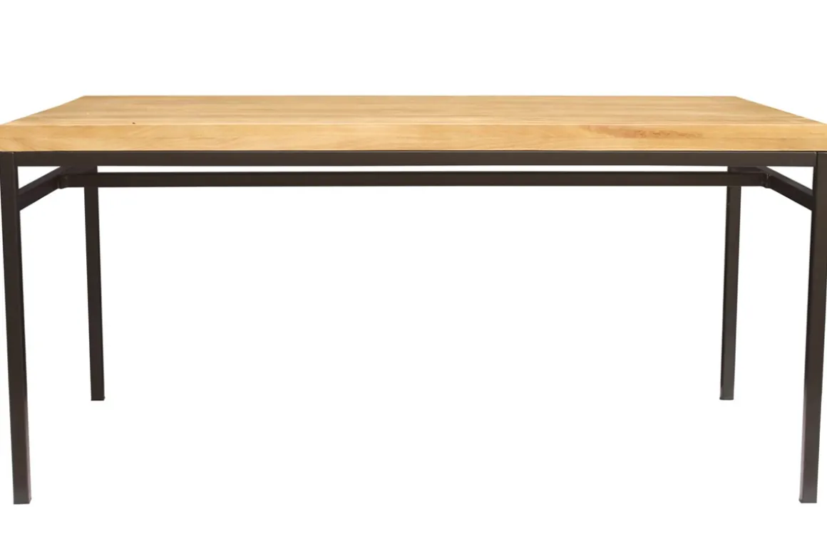 Miliboo Table À Manger Fixe-Table à manger industrielle bois manguier massif et métal L160 cm YPSTER