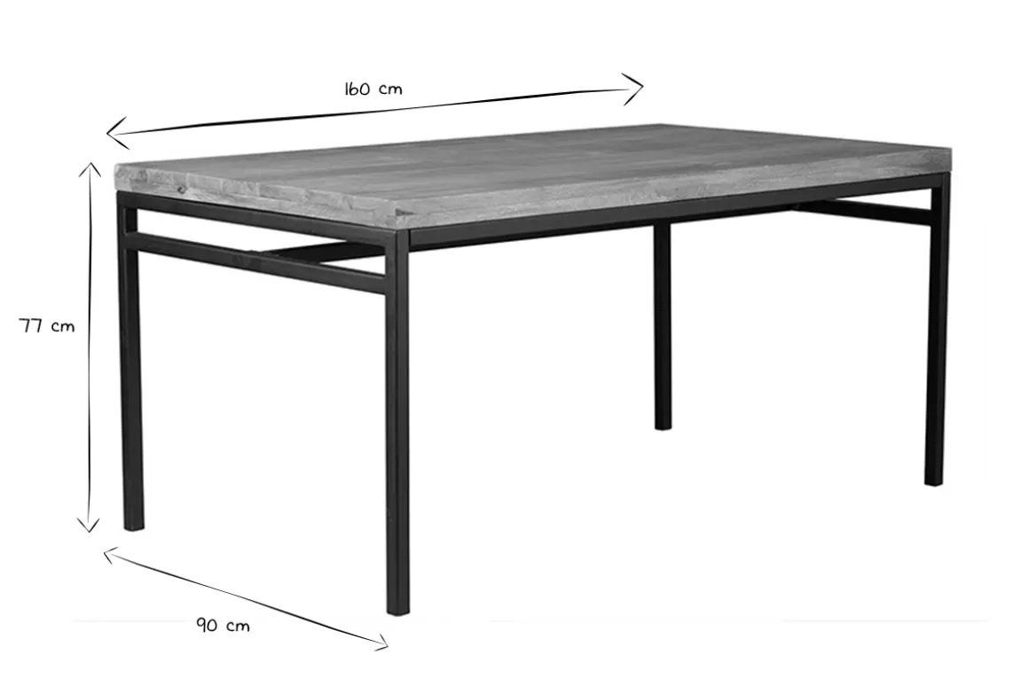 Miliboo Table À Manger Fixe-Table à manger industrielle bois manguier massif et métal L160 cm YPSTER