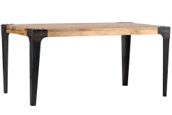 Miliboo Table À Manger Fixe-Table à manger industrielle acier et bois manguier massif L160 cm MADISON