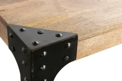 Miliboo Table À Manger Fixe-Table à manger industrielle en acier et bois manguier massif L80 cm MADISON