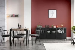 Miliboo Table À Manger Fixe-Table à manger industrielle en acier et bois manguier massif L80 cm MADISON