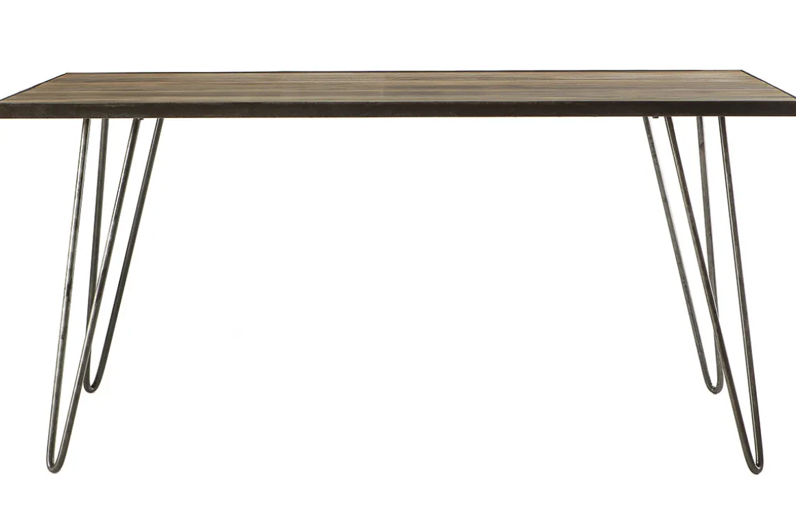 Miliboo Table À Manger Fixe-Table à manger industrielle bois manguier massif et métal L160 cm ATELIER