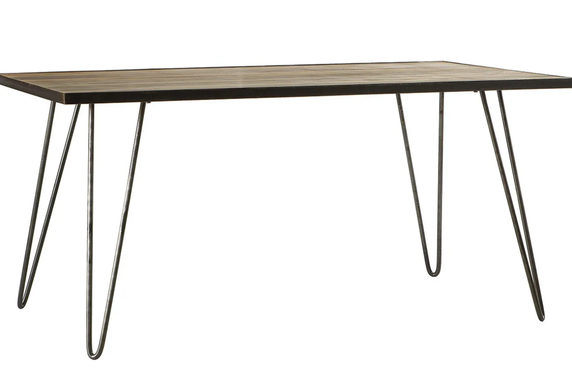 Miliboo Table À Manger Fixe-Table à manger industrielle bois manguier massif et métal L160 cm ATELIER