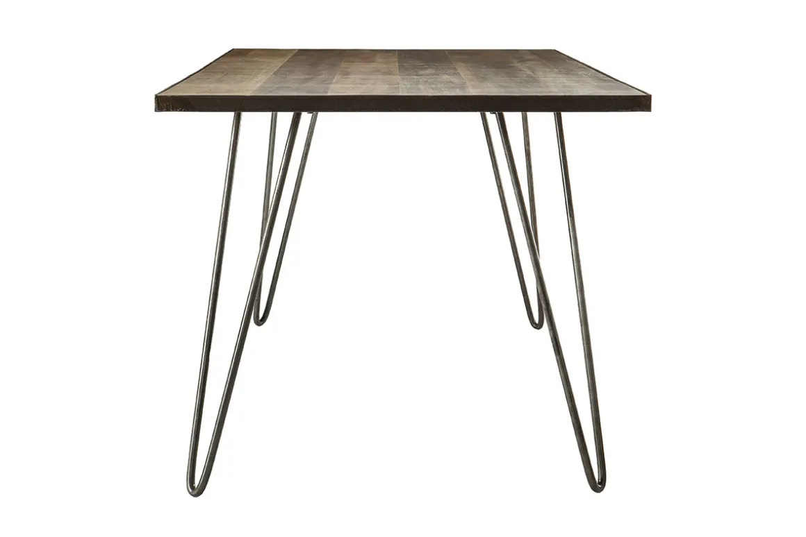 Miliboo Table À Manger Fixe-Table à manger industrielle bois manguier massif et métal L160 cm ATELIER