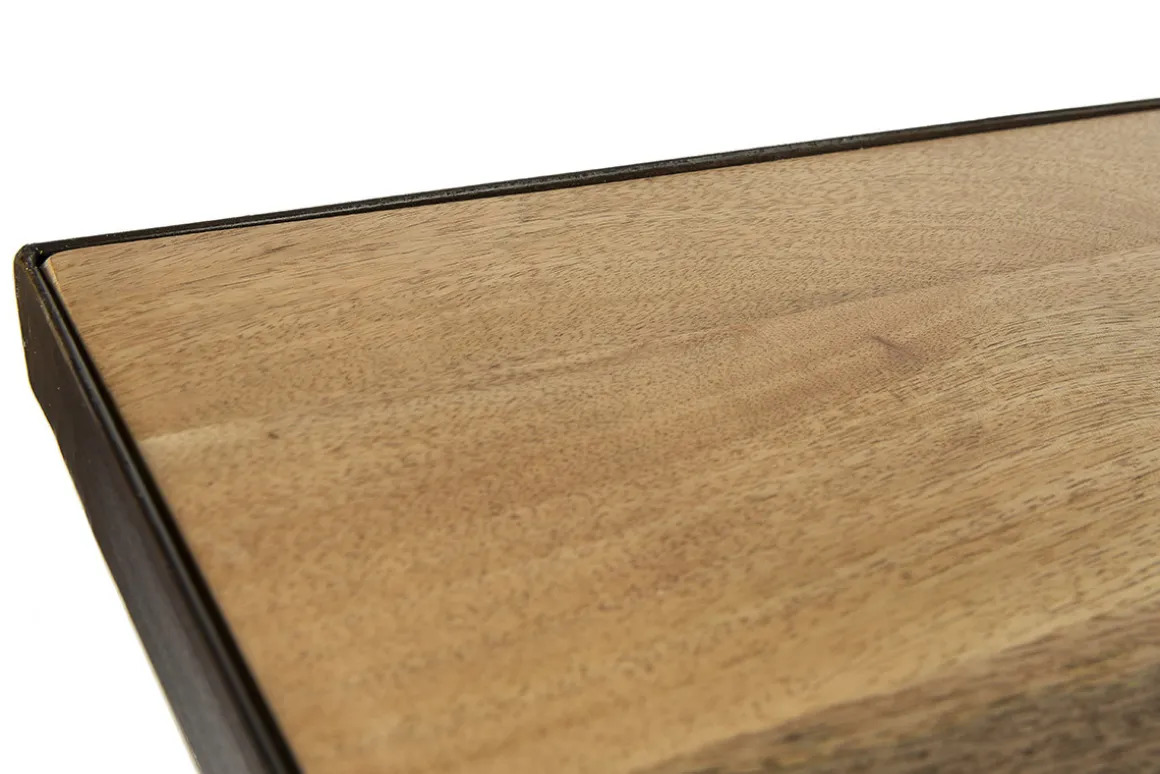 Miliboo Table À Manger Fixe-Table à manger industrielle bois manguier massif et métal L160 cm ATELIER