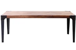 Miliboo Table À Manger Fixe-Table à manger industrielle rectangulaire acier et bois manguier massif L200 cm MADISON