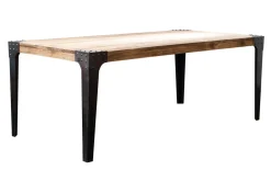 Miliboo Table À Manger Fixe-Table à manger industrielle rectangulaire acier et bois manguier massif L200 cm MADISON