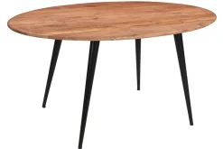 Miliboo Table À Manger Fixe-Table à manger ovale en bois massif et métal noir L160 cm OBALI