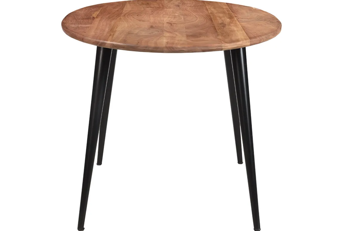 Miliboo Table À Manger Fixe-Table à manger ovale en bois massif et métal noir L160 cm OBALI