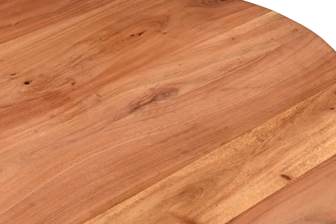 Miliboo Table À Manger Fixe-Table à manger ovale en bois massif et métal noir L160 cm OBALI